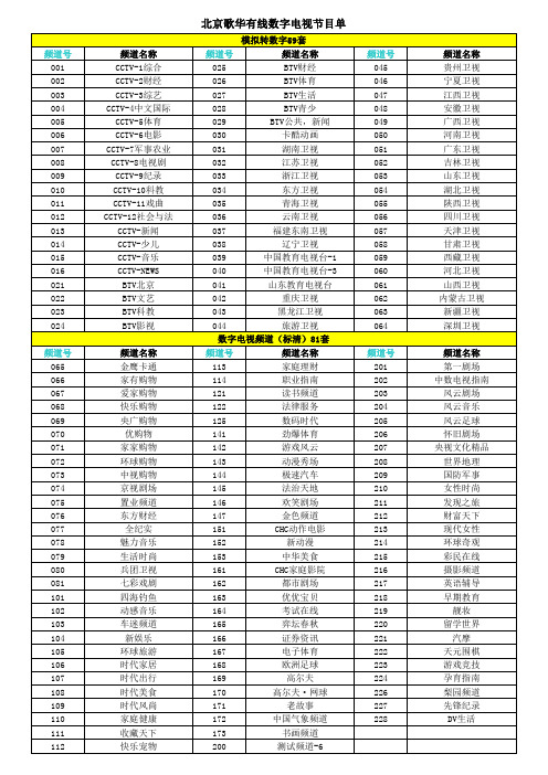 北京歌华有线数字电视节目单(打印版)