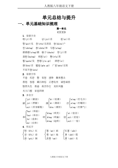 人教版八年级语文下册第1单元 单元总结与提升