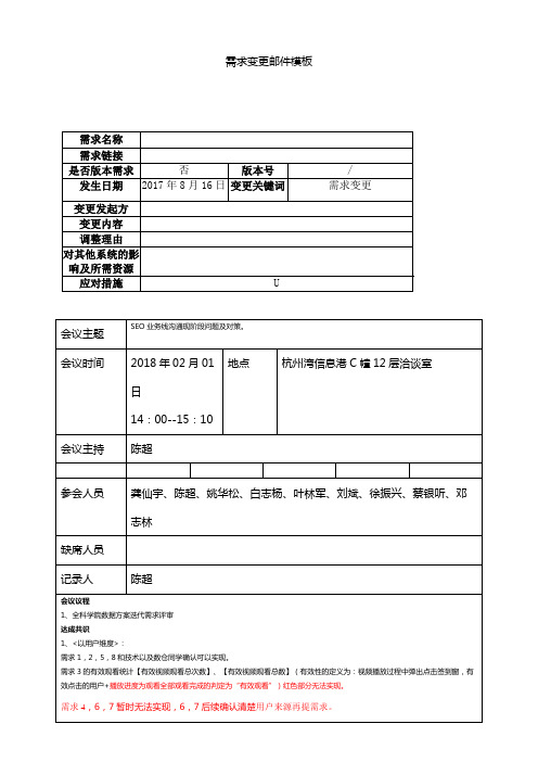 10 需求变更邮件模板