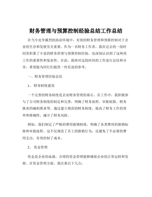 财务管理与预算控制经验总结工作总结