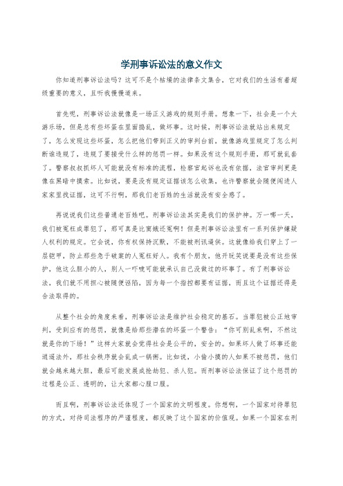 学刑事诉讼法的意义作文