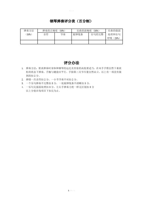 钢琴弹奏评分表