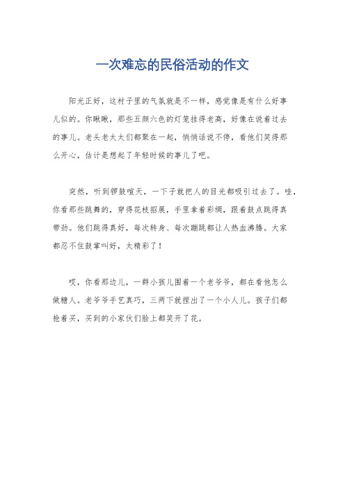 一次难忘的民俗活动的作文