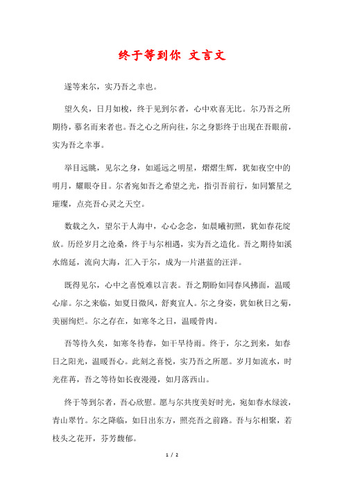 终于等到你 文言文