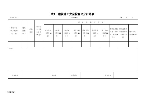 JGJ59-2011建筑施工安全检查标准评分表(全套)