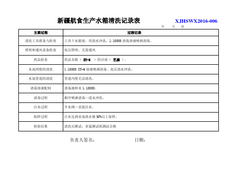 水池水箱清洗记录表