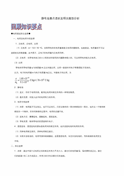 (浙江选考)2019年高考物理专题12静电场要点透析相关题型解析试题(含解析)