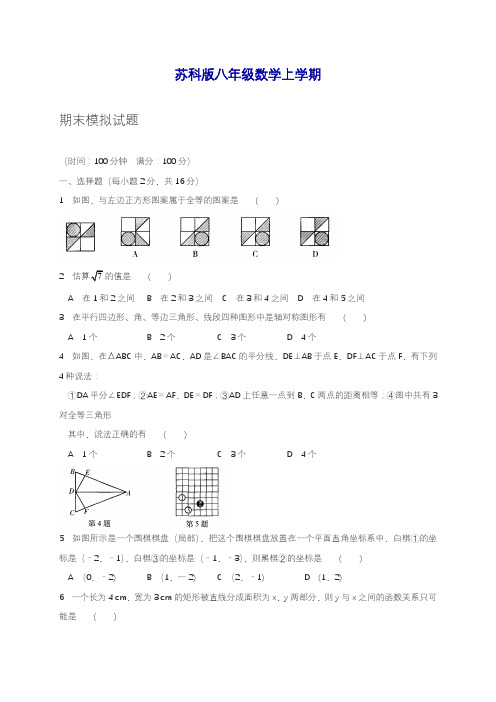 2019—2020学年度最新苏科版数学八年级上学期期末复习测试卷(7)含答案.docx