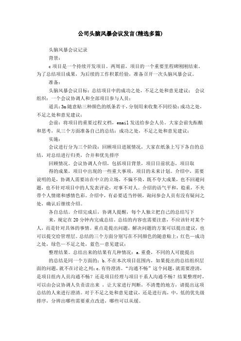 公司头脑风暴会议发言