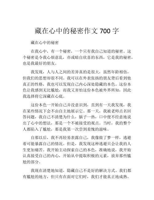 藏在心中的秘密作文700字