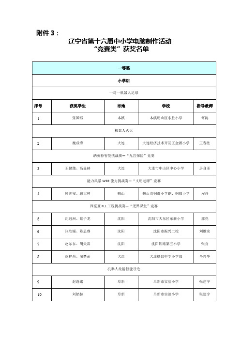 竞赛类获奖名单