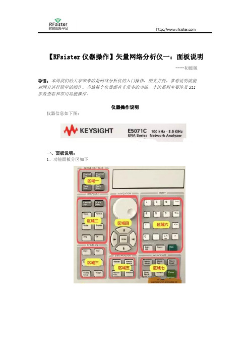 【RFsister仪器操作】矢量网络分析仪一：面板说明