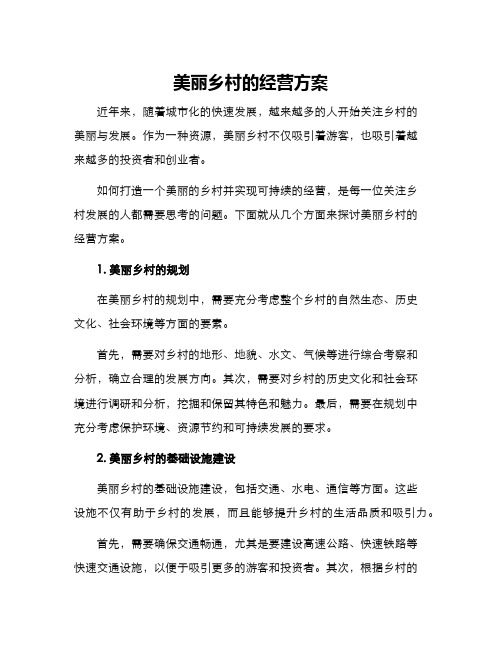 美丽乡村的经营方案