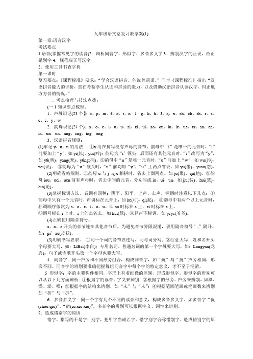 九年级语文语音汉字总复习教学案(1).doc