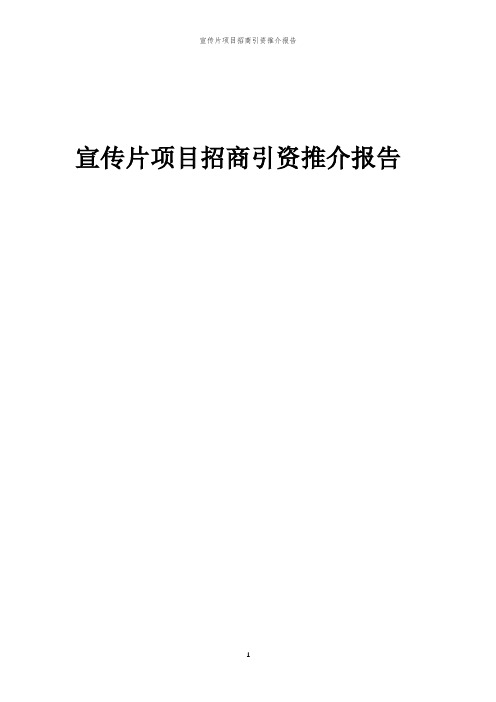 宣传片项目招商引资推介报告