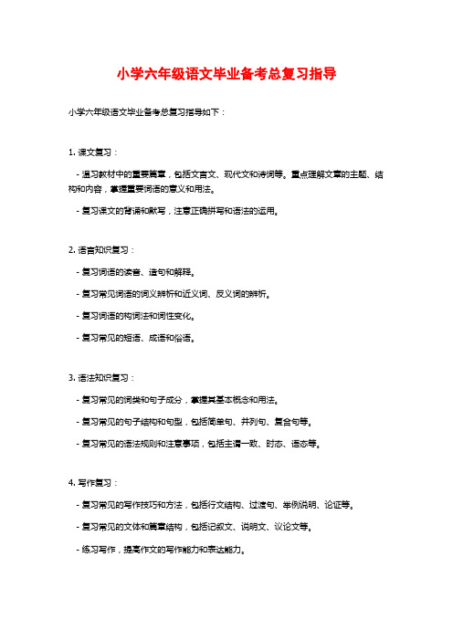 小学六年级语文毕业备考总复习指导