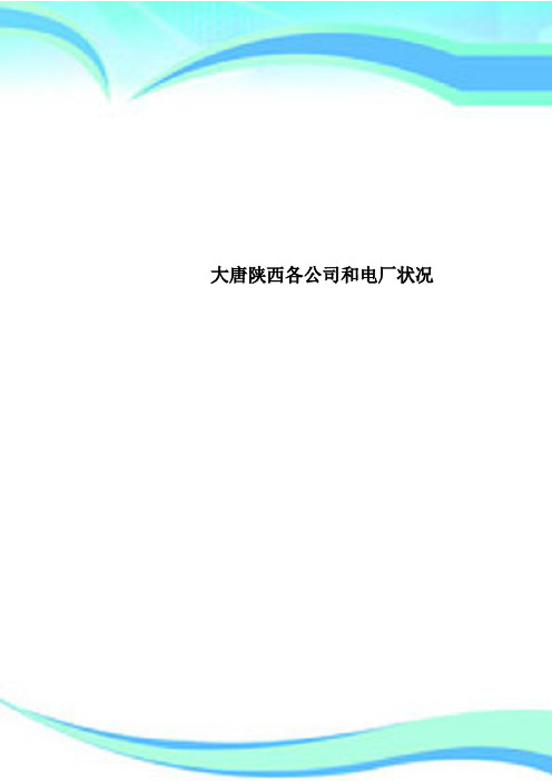 大唐陕西各公司和电厂状况