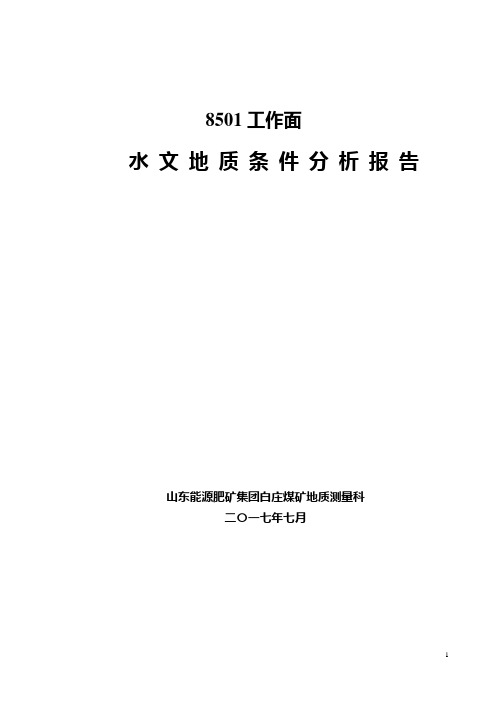 8501工作面水文地质条件分析报告