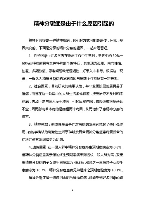 精神分裂症是由于什么原因引起的