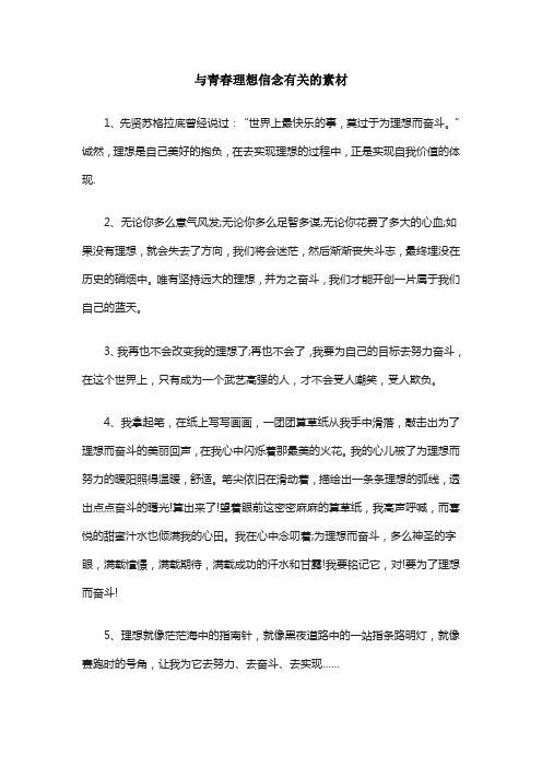 与青春理想信念有关的素材