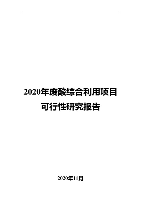 2020年废酸综合利用项目可行性研究报告