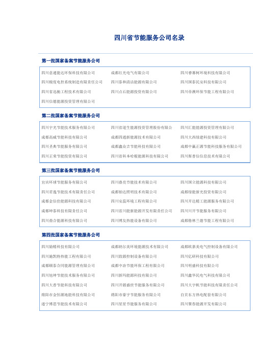 四川省节能服务公司名录