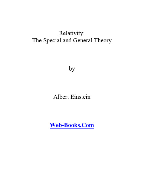 Relativity- The Special and General Theory