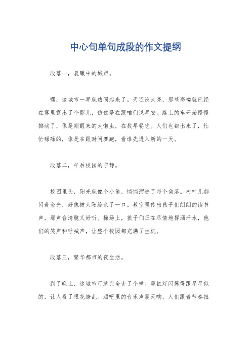 中心句单句成段的作文提纲