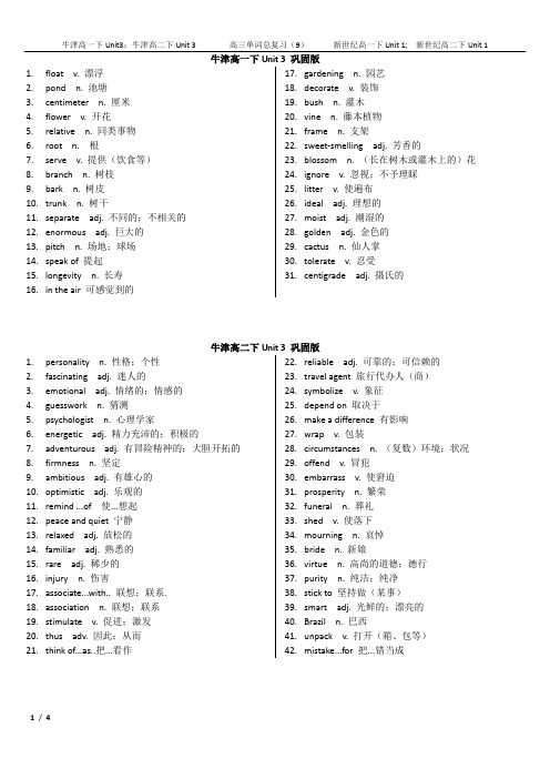 杨浦寒春补习班杨浦高中培训新王牌资料高三词汇总复习之 课本单词(9)