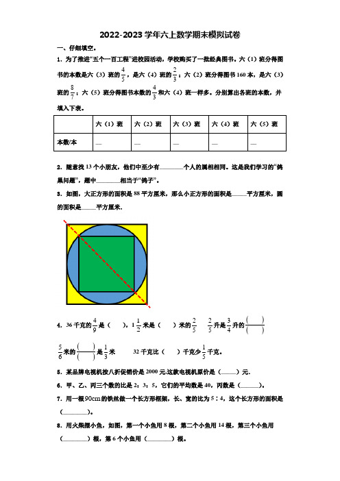 广西壮族来宾市兴宾区2022-2023学年数学六上期末质量检测模拟试题含解析