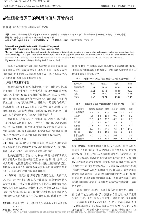 盐生植物海蓬子的利用价值与开发前景_吴雅静