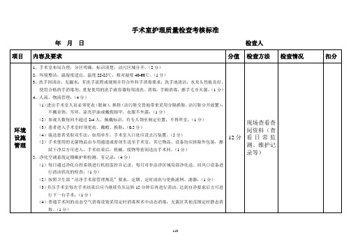 手术室护理质量检查考核标准