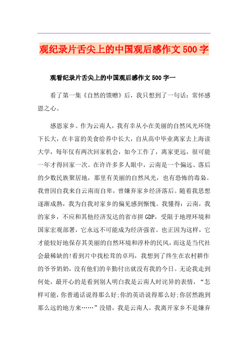 观纪录片舌尖上的中国观后感作文500字