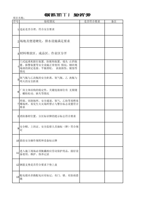 钢筋加工场验收表