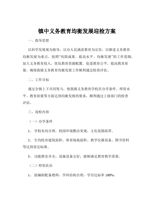 镇中义务教育均衡发展迎检方案