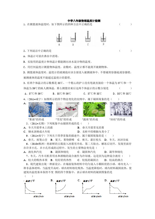 中学八年级物理温度计检测