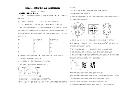 安徽省毛坦厂中学2020届高三上学期10月联考试题(应届)+生物+Word版含答案