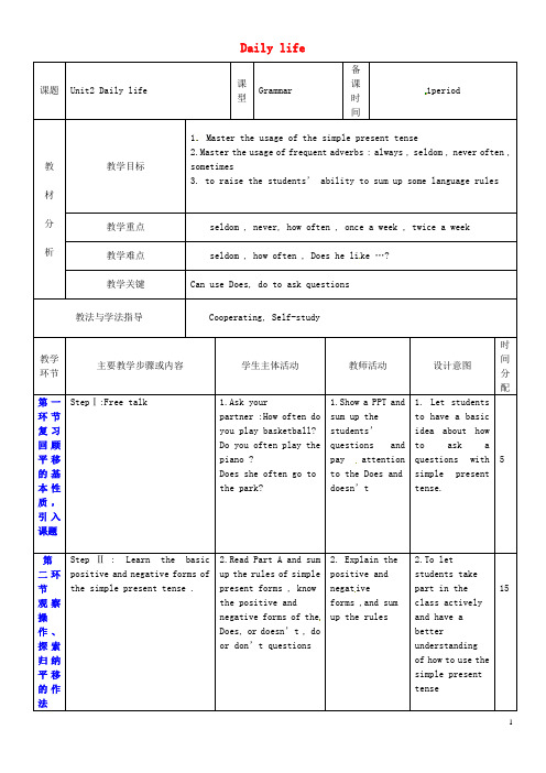 广东省深圳市文汇中学七年级英语上册 Unit 2 Daily li