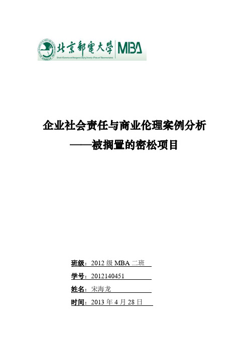 企业社会责任与商业伦理案例分析--被搁置的密松项目