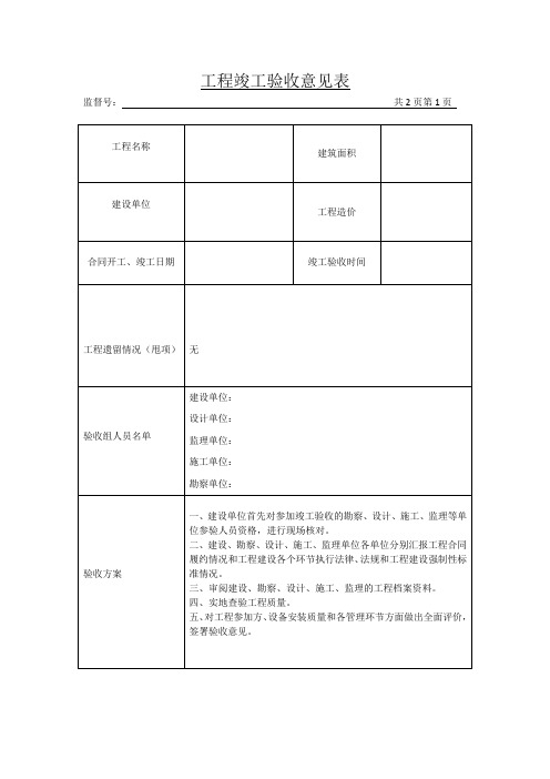 建筑工程交竣工验收—工程竣工验收意见表(含内容)