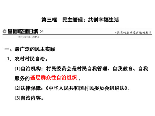 高中政治人教版必修2课件：第二课 第三框 民主管理：共创幸福生活