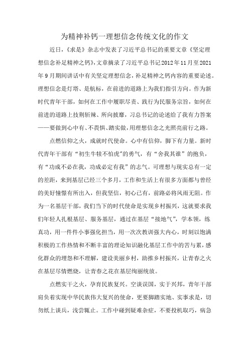 为精神补钙一理想信念传统文化的作文