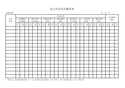 民主评议党员测评表(最新)