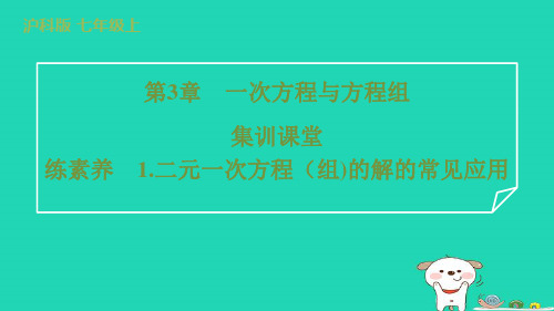 2024七年级数学上册第3章一次方程与方程组练素养1.二元一次方程组)的解的常见应用课件新版沪科版