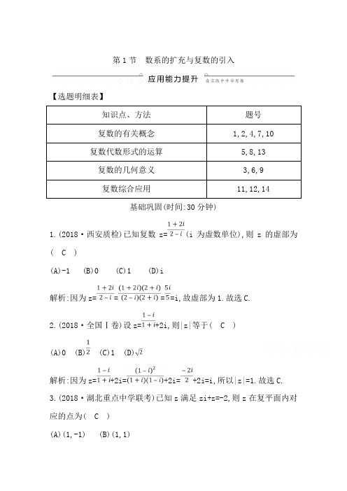 2020版导与练一轮复习理科数学习题： 第1节 数系的扩充与复数的引入