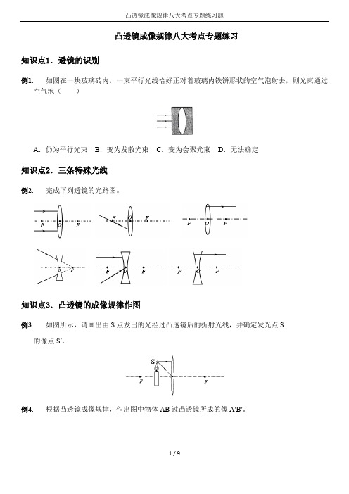 凸透镜成像规律八大考点专题练习题