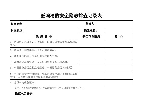 医院消防安全隐患排查记录表