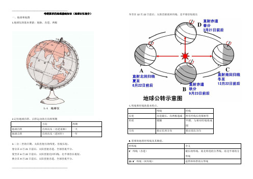 福建中考地理基础知识(考纲要求)