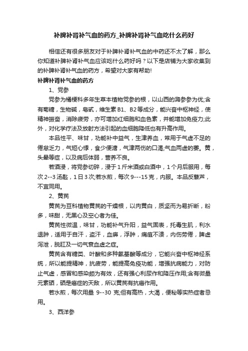 补脾补肾补气血的药方_补脾补肾补气血吃什么药好