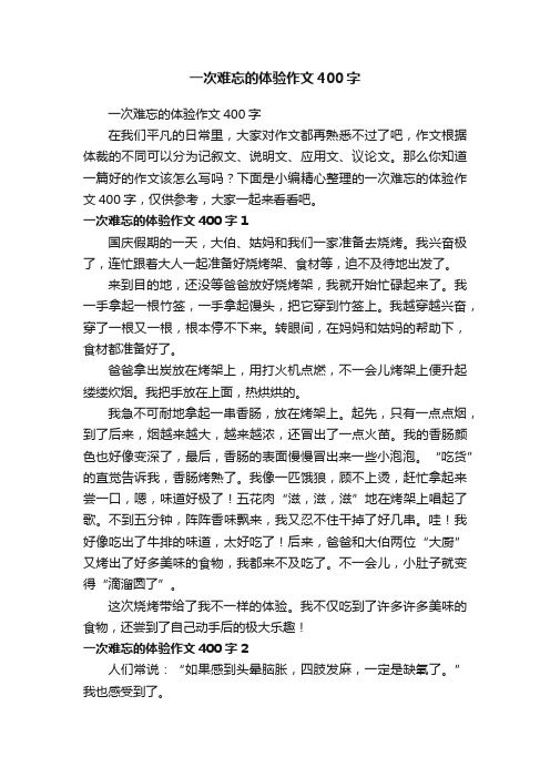 一次难忘的体验作文400字